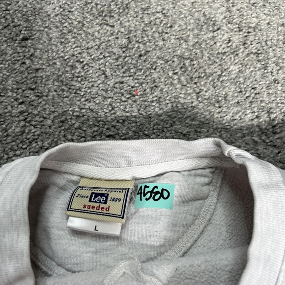 vtg Lee Dallas Sweatshirt Mens Large Heather Gray Crewneck Fleece Pullover 90s - Picture 4 of 12